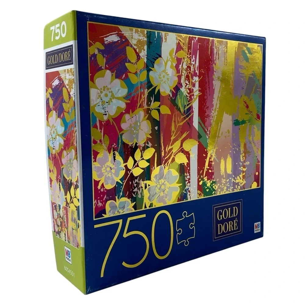 Milton Bradley Puzzle - 750 Pieces Gold Dore - Composition With Wild Roses- New!